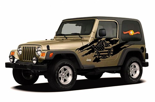 Jeep Wrangler (1999-2006) Custom Vinyl Sticker Decal Wrap Kit - Army Star Torn