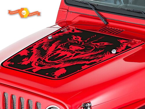 Jeep Wrangler (1999-2006) Custom Vinyl Hood Sticker Decal Kit - Wolf