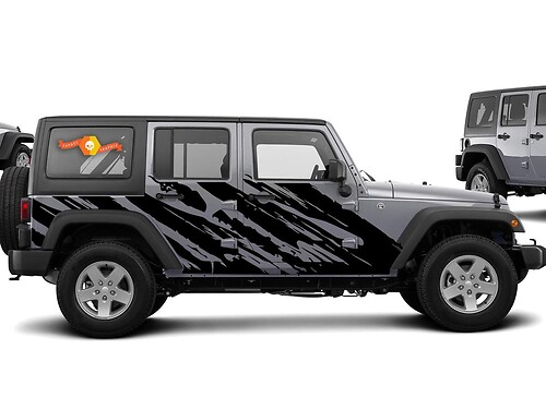 Jeep Wrangler (2007-2016) 4-door Custom Vinyl Sticker Decal Kit - Shred
