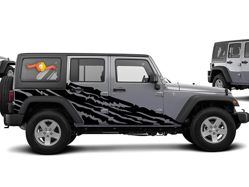 (-) 4-door Custom Vinyl Sticker Decal Kit - Torn Vinyl Decal Sticker for Jeep Wrangler