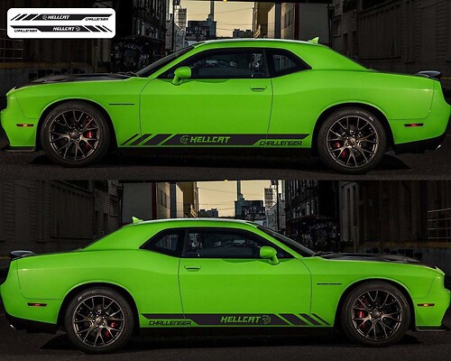 2X DODGE CHALLENGER Hellcat Side Vinyl Decals graphics rally sticker 2009- 2018