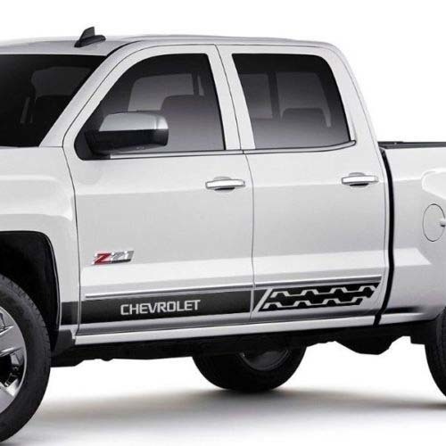 Chevrolet Silverado mk3 ច្រក​ពាក់​ក្រោយ​ស្តាំ​រន្ទះ​កាត Sticker Decal ស្តាំ​រន្ទះ​ផ្លូវ​កាត​ពណ៌​ខ្មៅ​វីនល​
