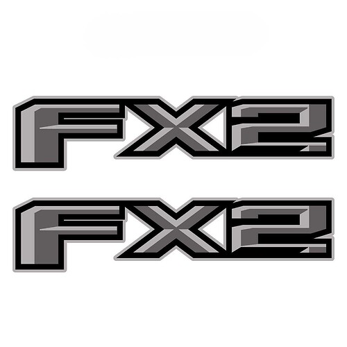 Set of 2: 2018 Ford F-150 FX2 off-road vinyl Sticker Decal pickup truck side bed - silver
