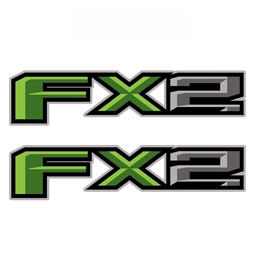 Set of 2: 2018 Ford F-150 FX2 off-road vinyl Sticker Decal pickup truck side bed - green