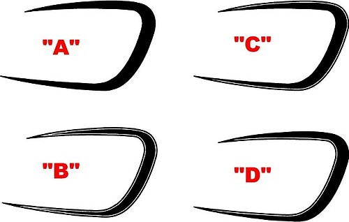 2015 & Up Dodge Challenger HELLCAT Hood Scallops Accent Stripe Kit
