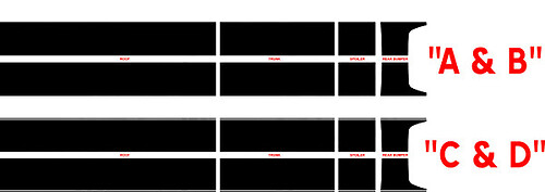 2015 & Up Dodge Challenger 16 piece Rally Stripe Sticker Decal Kit