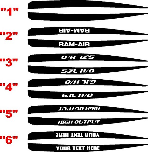 2006-2010 Charger Ram-Air Hood  Side Spear Sticker Decal Kit