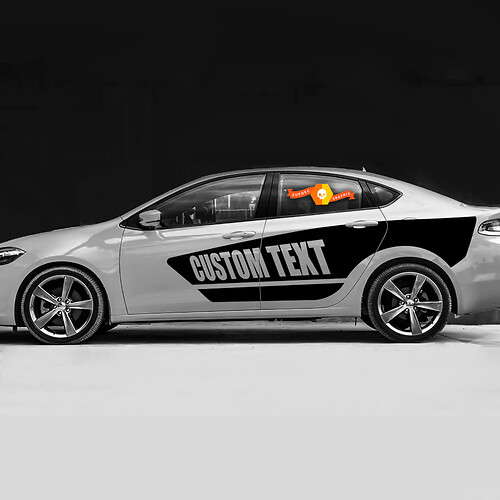 Dodge Dart 2013-2018 Custom Text Side Accent Stripes Blackout Stickers Decals