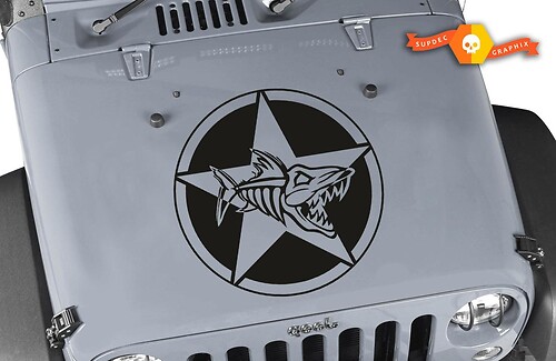 Oscar Mike Fish Skeleton Star Hood Vinyl Sticker Decal 23
