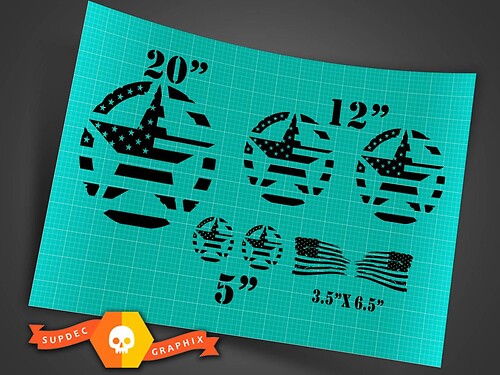 Jeep Wrangler military distressed star flag basic 7 Sticker Decal kit