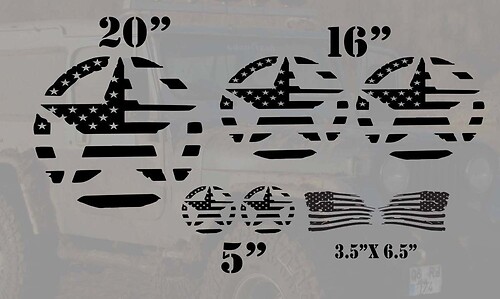Jeep Wrangler military distressed star flag basic 7  Sticker Decal kit