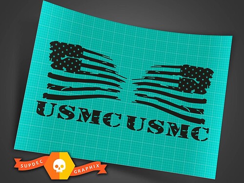 Jeep Wrangler military black USMC american flag reversed set charging distressed