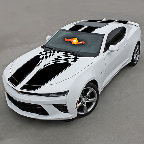Chevrolet Camaro 2016-2018 Checkered Sport Stripes W/ Roof Vinyl Sticker Decal