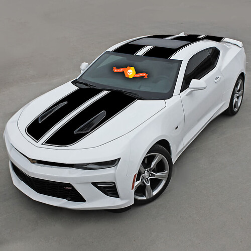 Top Double Vinyl Stripes W/ Pinstripes Vinyl Decal Sticker for Chevrolet Camaro 2
