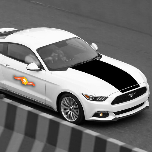 Ford Mustang 2015-2020 Extended Hood Accent Blackout Sticker Decal Stripe