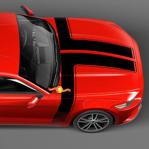 Ford Mustang T Hood to Side Double Stripes