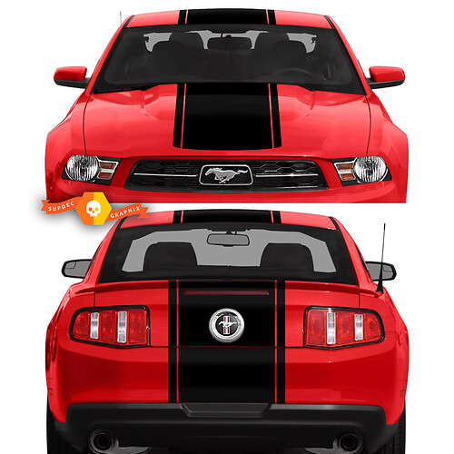 Ford Mustang Rally Hood and Trunk Full Body Stripes Decals Stickers