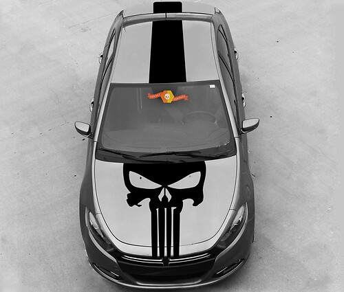 Dodge Dart 2013-2020 Punisher Style Skull Hood&top Stripes
