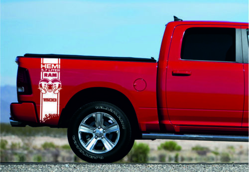 DODGE RAM HEMI 5.7L/6.4L 2x Decals for 1500 2500 3500 vinyl body stripe sticker