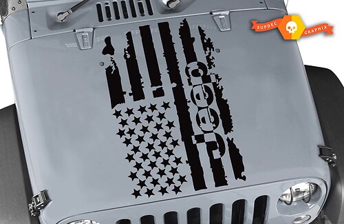 JEEP WRANGLER 1x Hood Decal racing stickers flag logo graphic vinyl hood stripe