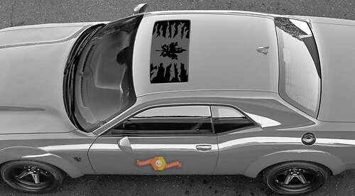 2 Dodge Challenger Window Caniadan flag Hellcat Vinyl Windshield Decal Graphic Stickers

