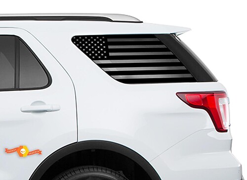 2011-2018 Ford Explorer Sport - USA Flag Windshield Decals for Rear windows Stickers 