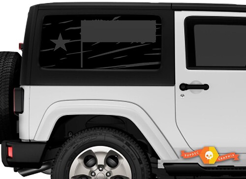 Texas State Distressed Flag Sticker Decal Set - Fits Jeep Wrangler JK 2 Door Window