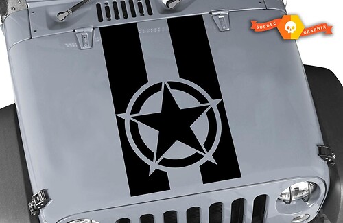 Vinyl Hood Sticker Decal Blackout military star for Jeep Wrangler JK JK LJ TJ Graphic