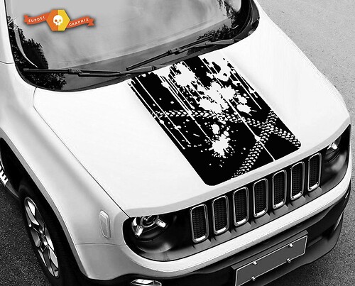 Jeep Renegade Hood Splash Graphic Vinyl Decal Sticker Side Bike Tracks Grunge