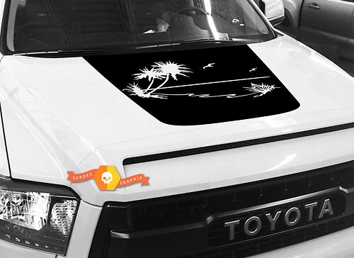 Palm Island Ocean Hood graphics Sticker Decal for TOYOTA TUNDRA 2014 2015 2016 2017 2018