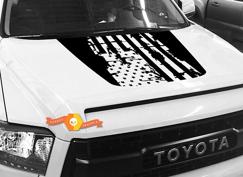 Hood USA Distressed Flag graphics Sticker Decal for TOYOTA TUNDRA 2014 2015 2016 2017 2018 #2