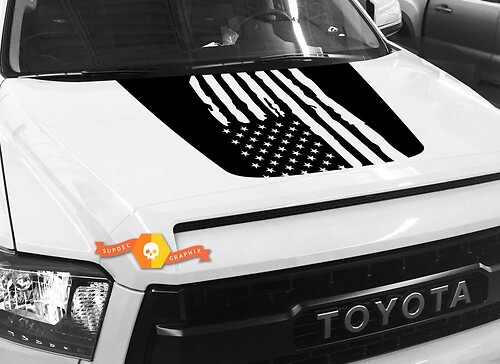 Hood USA Distressed Flag graphics Sticker Decal for TOYOTA TUNDRA 2014 2015 2016 2017 2018 #3