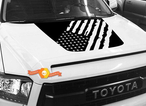 Hood USA Distressed Flag graphics Sticker Decal for TOYOTA TUNDRA 2014 2015 2016 2017 2018 #4