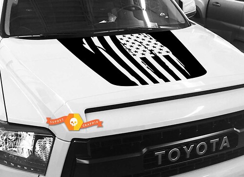 Hood USA Distressed Flag graphics Sticker Decal for TOYOTA TUNDRA 2014 2015 2016 2017 2018 #7