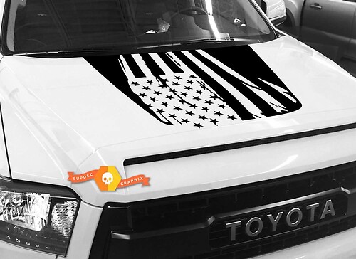 Hood USA Distressed Flag graphics Sticker Decal for TOYOTA TUNDRA 2014 2015 2016 2017 2018 #9