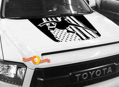Hood USA Distressed Flag Duck graphics Sticker Decal for TOYOTA TUNDRA 2014 2015 2016 2017 2018 #9