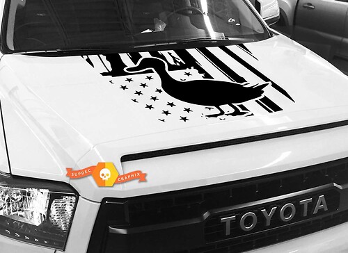 Hood USA Distressed Flag Ducks graphics Sticker Decal for TOYOTA TUNDRA 2014 2015 2016 2017 2018 #13
