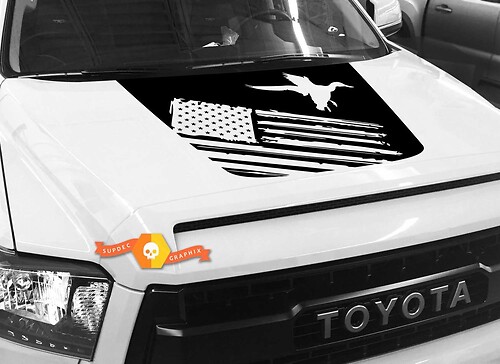 Hood USA Distressed Flag Ducks graphics Sticker Decal for TOYOTA TUNDRA 2014 2015 2016 2017 2018 #15