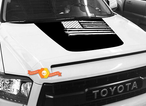 Hood USA Distressed Flag graphics Sticker Decal for TOYOTA TUNDRA 2014 2015 2016 2017 2018 #25