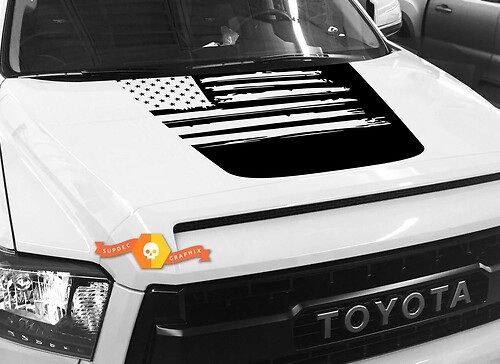Hood USA Distressed Flag graphics Sticker Decal for TOYOTA TUNDRA 2014 2015 2016 2017 2018 #27