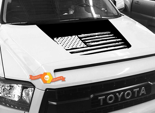 Hood USA Distressed Flag graphics Sticker Decal for TOYOTA TUNDRA 2014 2015 2016 2017 2018 #29