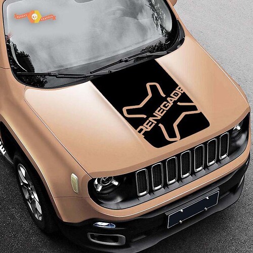 2015-2019 New Blackout Renegade Logo vinyl hood Sticker Decal Jeep