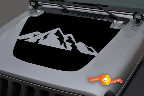 Hood Vinyl Mountains Blackout Sticker Decal for 18-19 Jeep Wrangler JL #2
