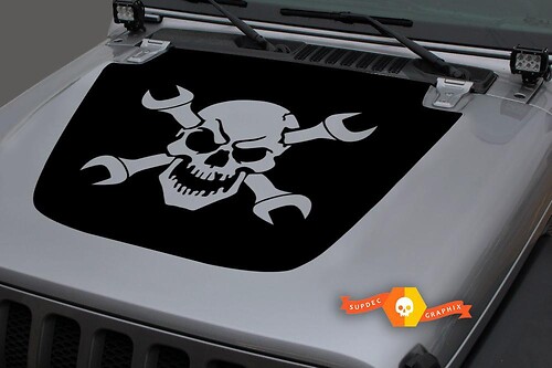 Jeep Hood Vinyl Skull Blackout Decal Sticker for 18-19 Wrangler JL#1