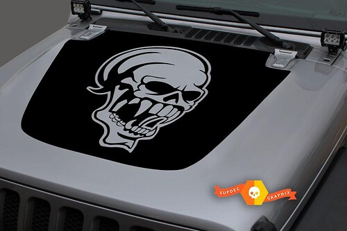 Jeep Hood Vinyl Skull Grin Blackout Decal Sticker for 18-19 Jeep Wrangler JL#3