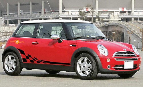Mini Cooper R50 R53 checkered flag side stripes graphics Stickers Decals