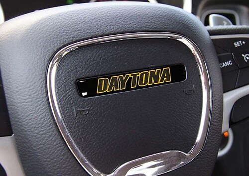 One Steering Wheel Daytona Yellow emblem domed Sticker Decal Challenger Charger