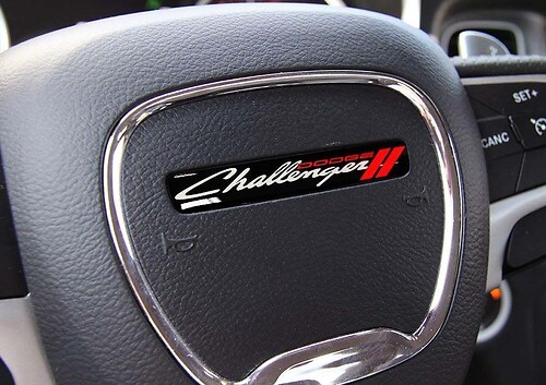 One Steering Wheel Challenger old style emblem domed Sticker Decal
