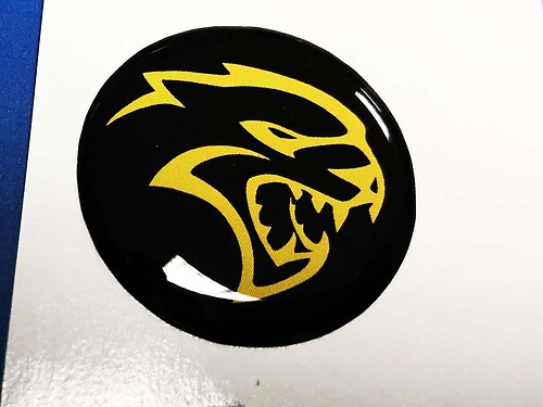 Start engine button Start Stop Hellcat logo Yellow emblem domed Sticker Decal Challenger Charger Dodge