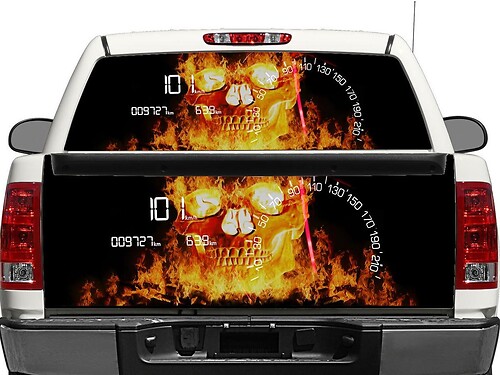 Speed Flame Skull Racing Rear Window OR tailgate Decal Sticker Pick-up Truck SUV Car
